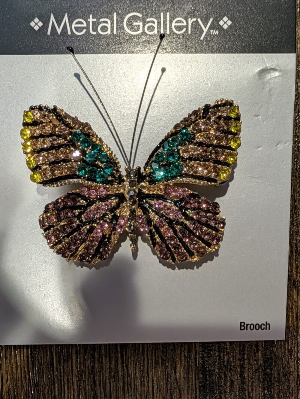 Multicolor Rhinestone Butterfly Brooch